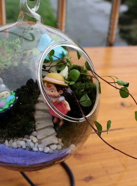 创意礼品 高透明苔藓微景观生态瓶 铁架悬挂多肉玻璃瓶 低价