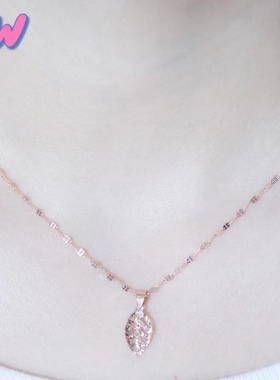 玫瑰银999纯银彩金项链女爱心吊坠项链玫瑰金锁骨链新款彩银链子