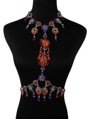 合金水波链夸张饰品奢华镶项链