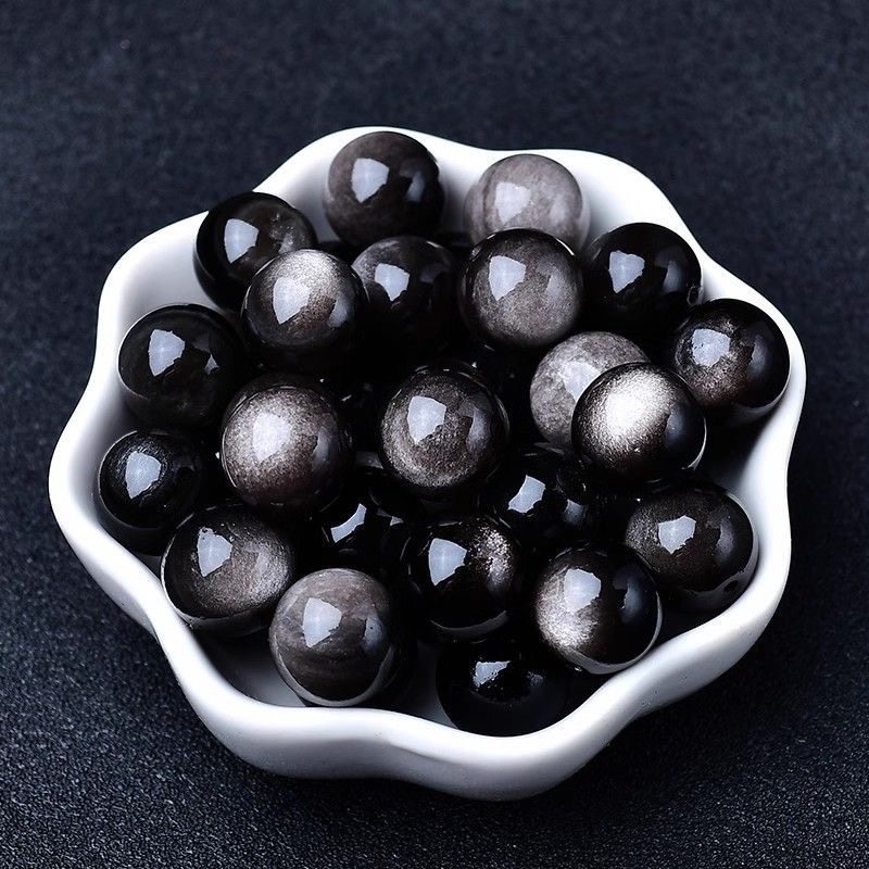 纯天然黑曜石散珠子半成品手工diy串珠饰品水晶手串银曜石金曜石,淘宝优惠券,粉丝福利购,淘宝优惠卷