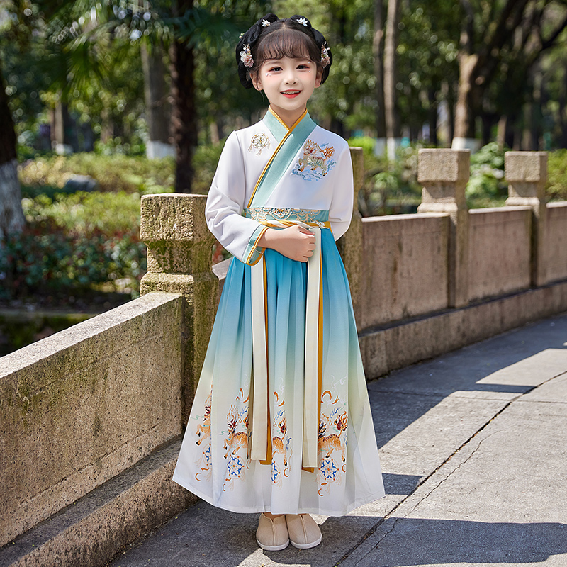 儿童国学汉服演出服男童中国风古装女童三字经弟子规朗诵表演服装 - 图3