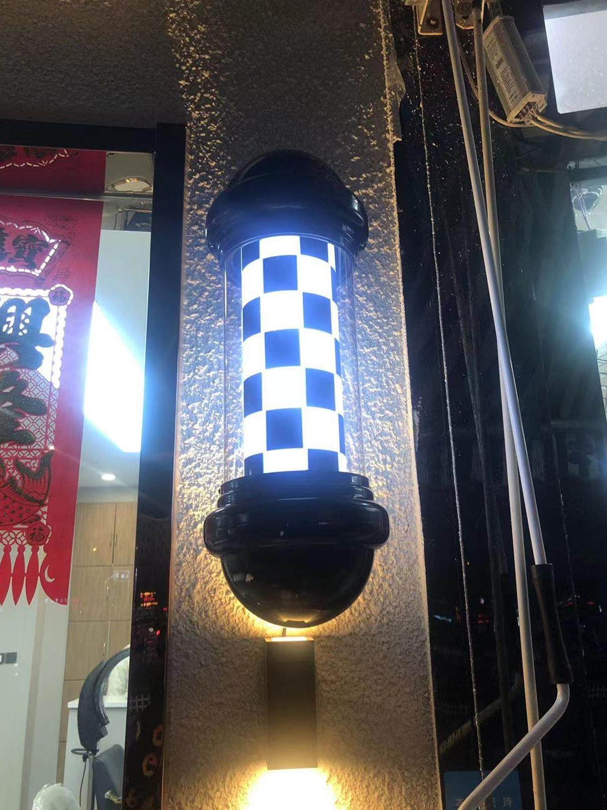 美发转灯理发店led圆形广告转灯壁挂复古发廊灯箱户外挂墙防水