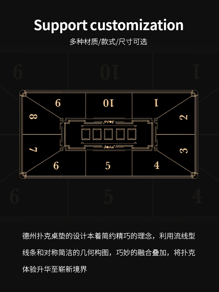 加厚德州扑克桌布垫专用橡胶筹码锁边桌垫德扑台布垫子长方形定制-图1