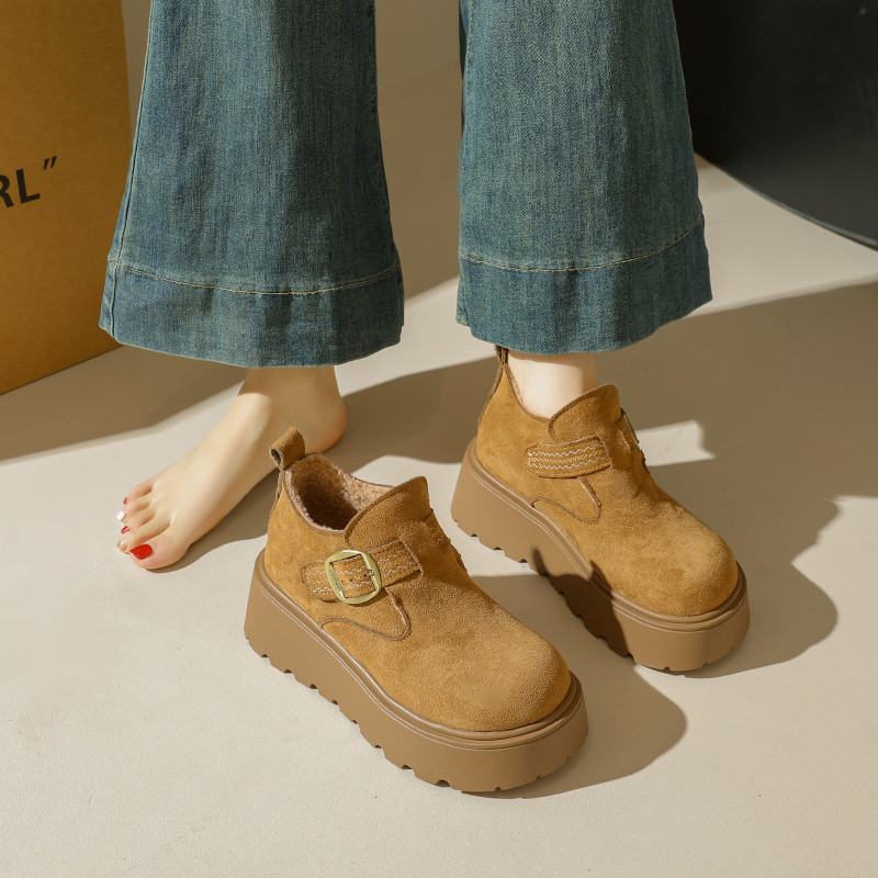 厚底增高7CM小个子勃肯鞋女加绒2025新款冬季乐福鞋一脚蹬二棉鞋,淘宝优惠券,粉丝福利购,淘宝优惠卷