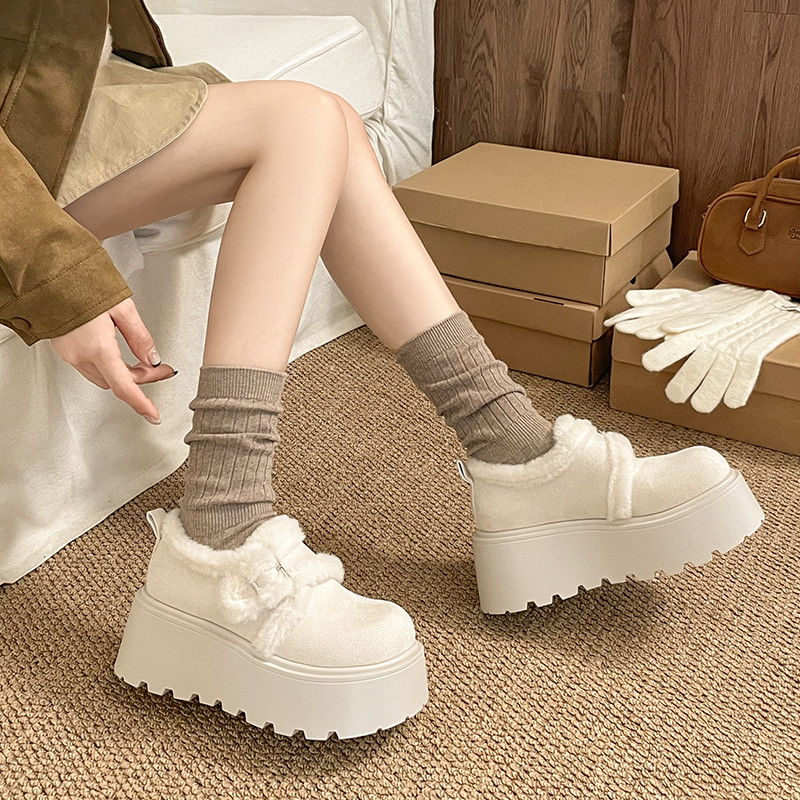 厚底内增高8CM小个子加绒勃肯鞋女2025冬季乐福鞋保暖雪地靴棉鞋,淘宝优惠券,粉丝福利购,淘宝优惠卷