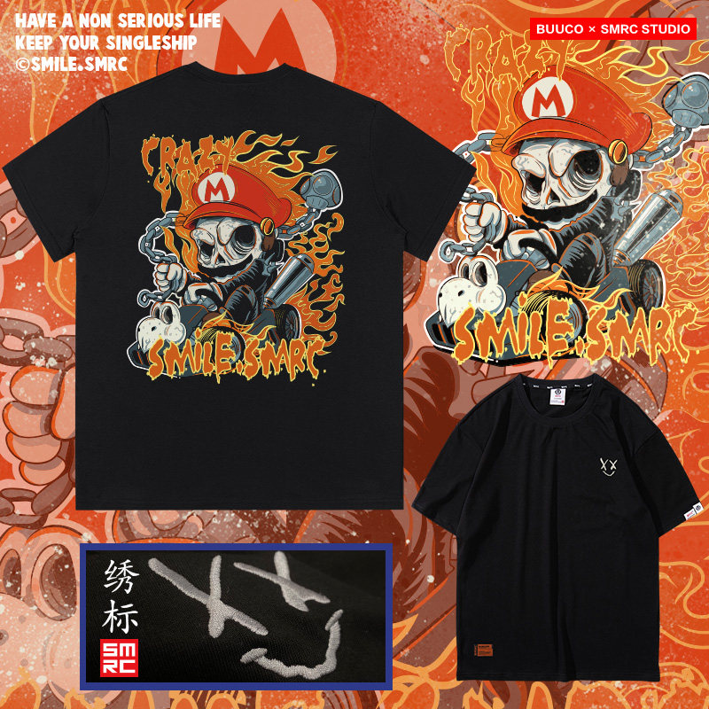 马里奥联名超级玛丽定制潮牌男卫衣 布错T恤