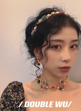 重工耳针925人工宝石复古女