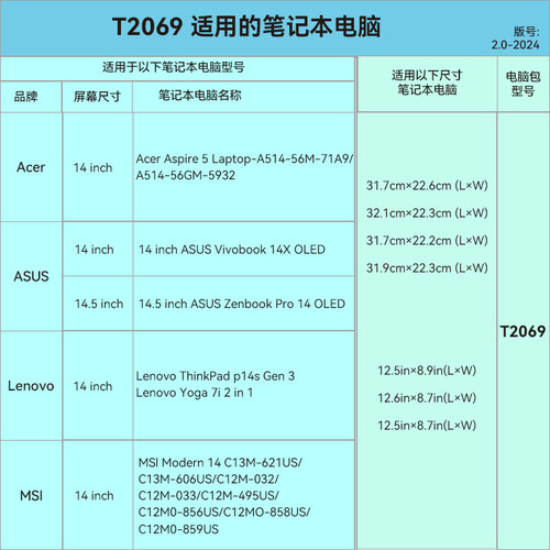 Smatree适用于 华硕（ASUS） Pro14/Zenbook 14X笔记本电脑手提包内胆包硬壳防摔量身定制 - 图2