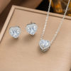 Cross-border new micro-paved zircon love heart three-piece set necklace ring earrings women's fashion light luxury heart-shaped jewelry wholesale