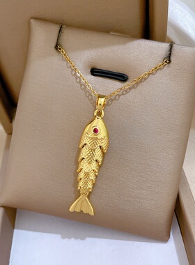 【钛钢】 多层活动锦鲤轻奢风气质华丽满钻项链女百搭锁骨链钛钢