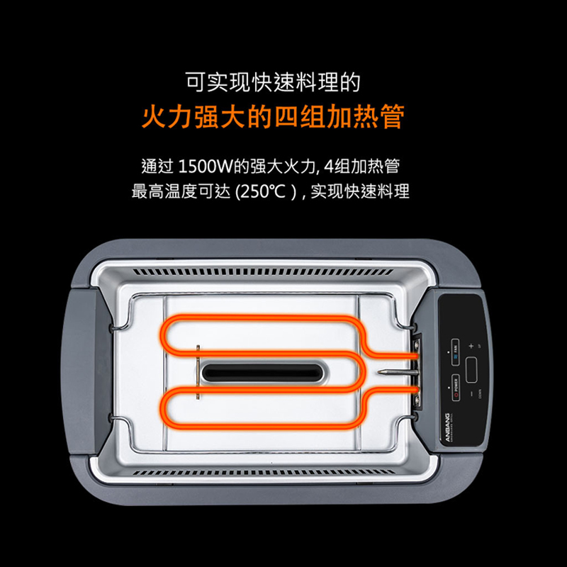 韩国安邦anbang烤肉锅家用抽油吸油无烟不粘韩式多功能电烤盘烤炉 - 图1