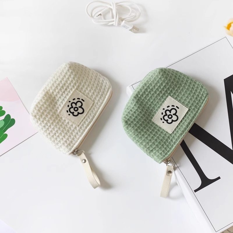 日系可爱简约华夫格零钱包女小巧便携小清新手腕包夏天花朵新款包,淘宝优惠券,粉丝福利购,淘宝优惠卷