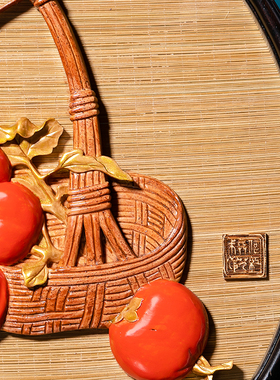 柿柿如意柿子木雕摆件