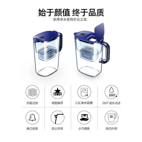 九阳净水壶自来水过滤器家用净水器厨房直饮滤水壶便携净水杯滤芯 - 图1
