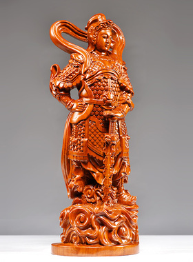 花梨木雕伽蓝韦陀菩萨红木工艺品