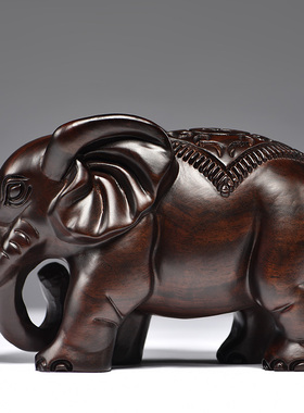红木客厅玄关电视柜装饰大象摆件