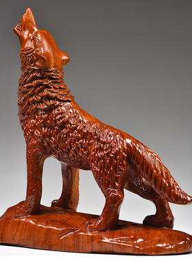 花梨木雕狼摆件实木狼领头狼客厅办公室桌面摆设家居送礼品工艺品