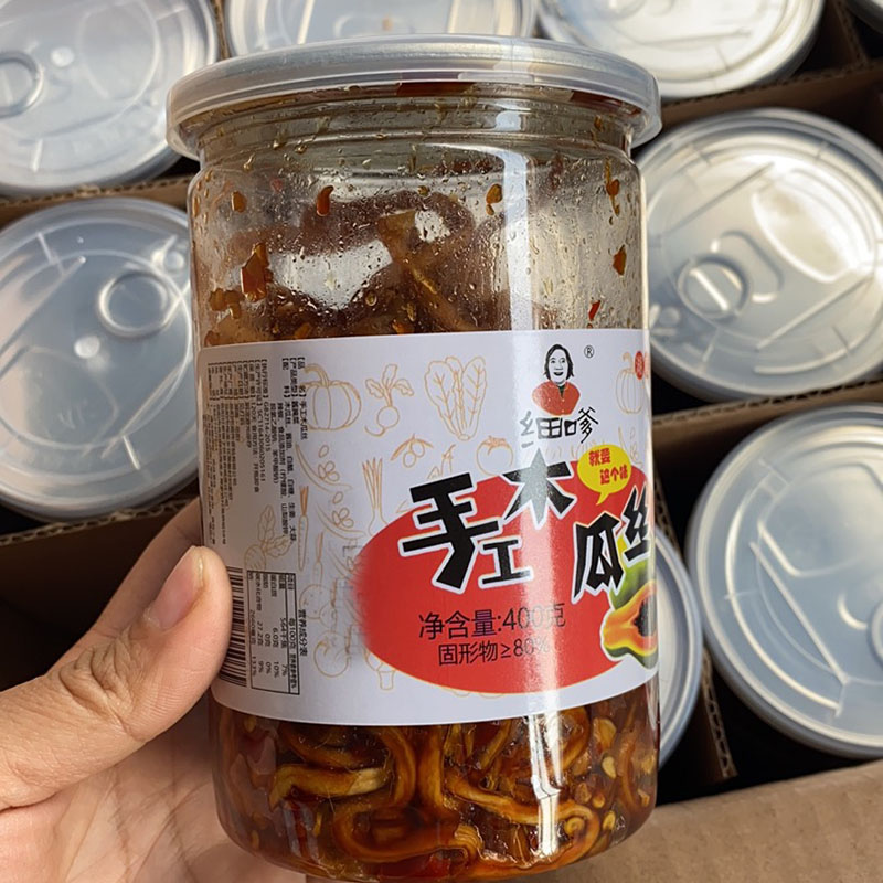 细嗲香辣木瓜丝网红酱腌菜脆爽下饭菜泡辣椒湖南特产零食400g罐装 - 图0