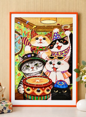 时之沙洲猫猫纪念日装裱铝合金拼图框装裱画框相框架裱框留白挂墙