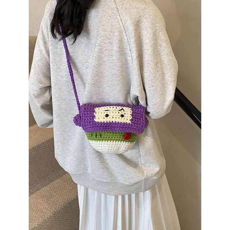 进口女包包韩版时尚手工针织童趣三眼怪可爱零钱手机包挎包,淘宝优惠券,粉丝福利购,淘宝优惠卷