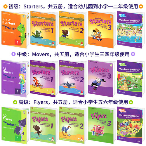 全5册 剑桥YLE真题集套装Cambridge english Pre A1 Starters 1 2 3 + Vocabulary Booster starters少儿英语一级考试教材备考资料 - 图2