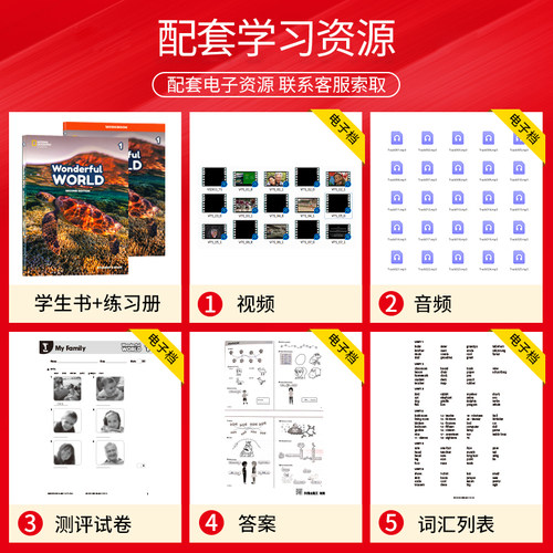 美国国家地理新版Wonderful World 1 2 3 4 5 6 级别缤纷世界1-6年级美国小学英语教材英文原版教材我们的奇妙世界英文课外课程NGL - 图1