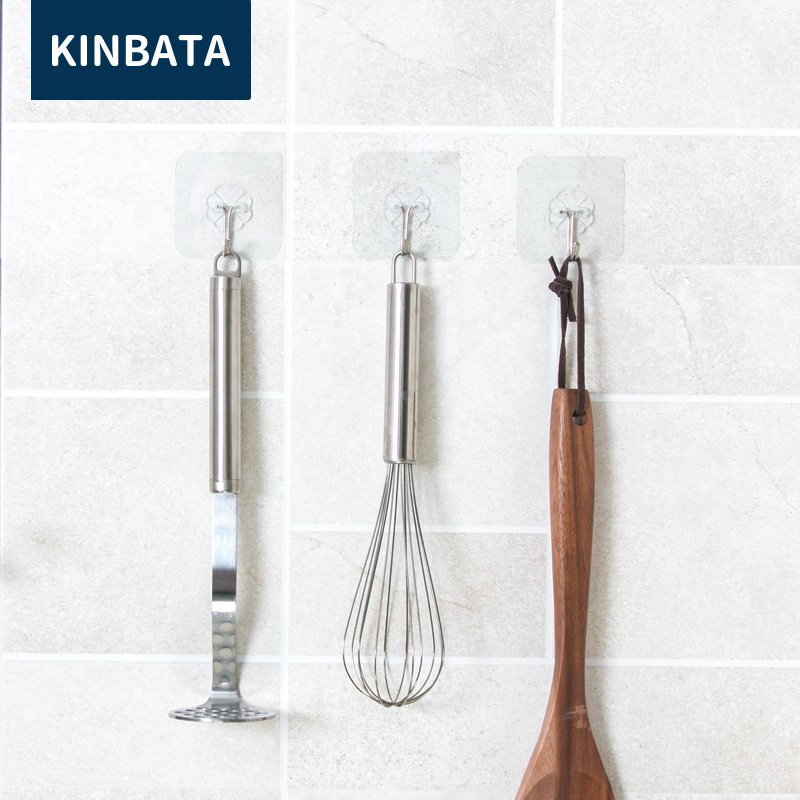 kinbata木幡无痕挂钩浴室防水重粘钩厨房门后强力不锈墙壁挂衣钩 - 图0