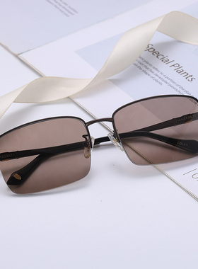 晶工匠石头眼镜天然水晶男款东海原石半框镜架中老年人太阳墨镜58