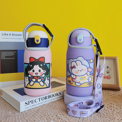 迪士尼儿童保温杯套保护套通用580 600 650ml水壶水杯套手提斜挎 - 图1