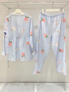 孕之彩春夏纯棉纱布哺乳月子服透气吸汗孕妇睡衣喂奶家居服套装