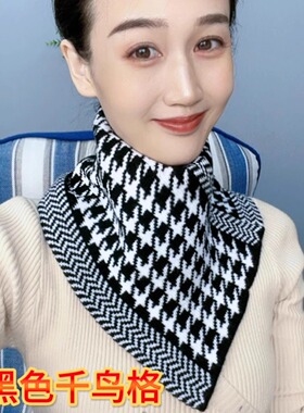 冬季加厚三角巾韩版女千鸟格围巾
