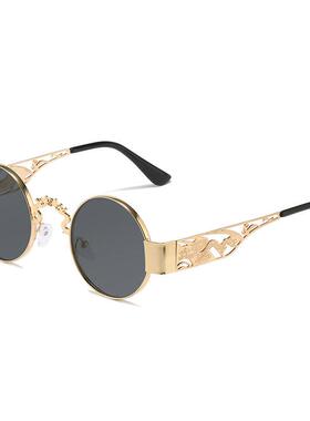 Unisex Vintage Steampunk Gothic Full Rim Glasses Gold Metal