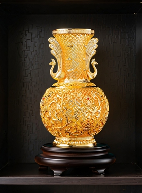 非遗花丝花瓶铜摆件开业乔迁贺礼