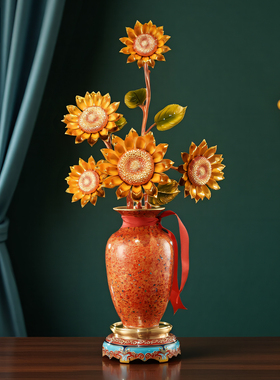 金葵聚运全铜向日葵摆件乔迁贺礼