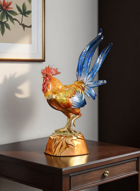 全铜五彩大公鸡金鸡报喜摆件贺礼
