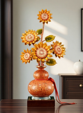 金葵聚福蒸蒸日上向日葵铜摆件