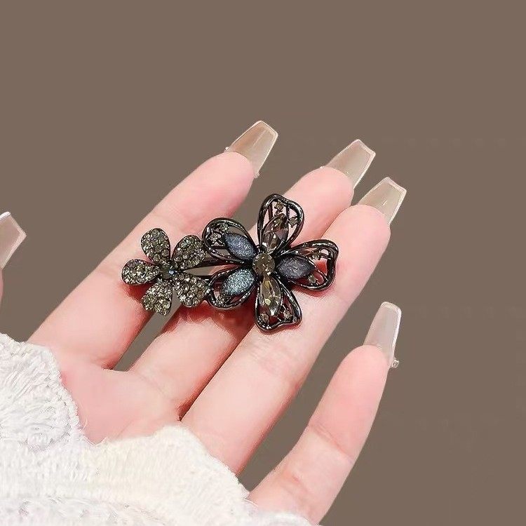 新款水钻琉璃花朵发夹女气质侧边刘海夹高级感发卡碎发鸭嘴夹头饰,淘宝优惠券,粉丝福利购,淘宝优惠卷