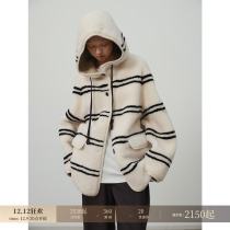 Pay wise En Snowy New Year Imports Melienu fur integrated lamb hair slimless striped sweater fur fur jacket