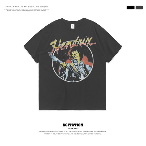 欧美潮牌t恤短袖男女ins潮半袖联名吉米亨德里克斯Jimi Hendrix - 图2