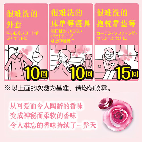 日本宝洁febreze风倍清衣物去除味除菌喷雾古典玫瑰千切款除臭剂 - 图0