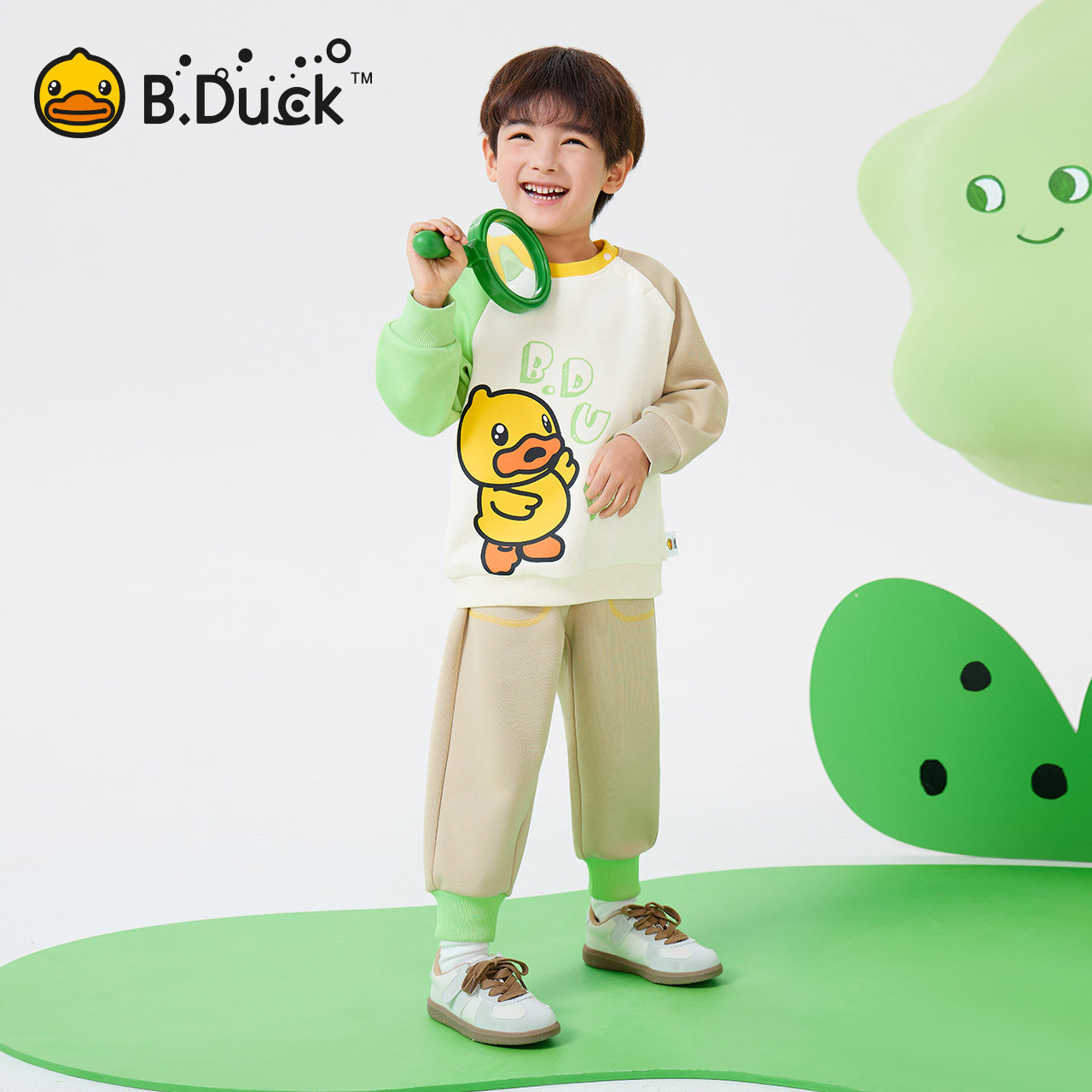 【套装】bduck小黄鸭童装男童套装宝宝套头卫衣春装裤子儿童衣服