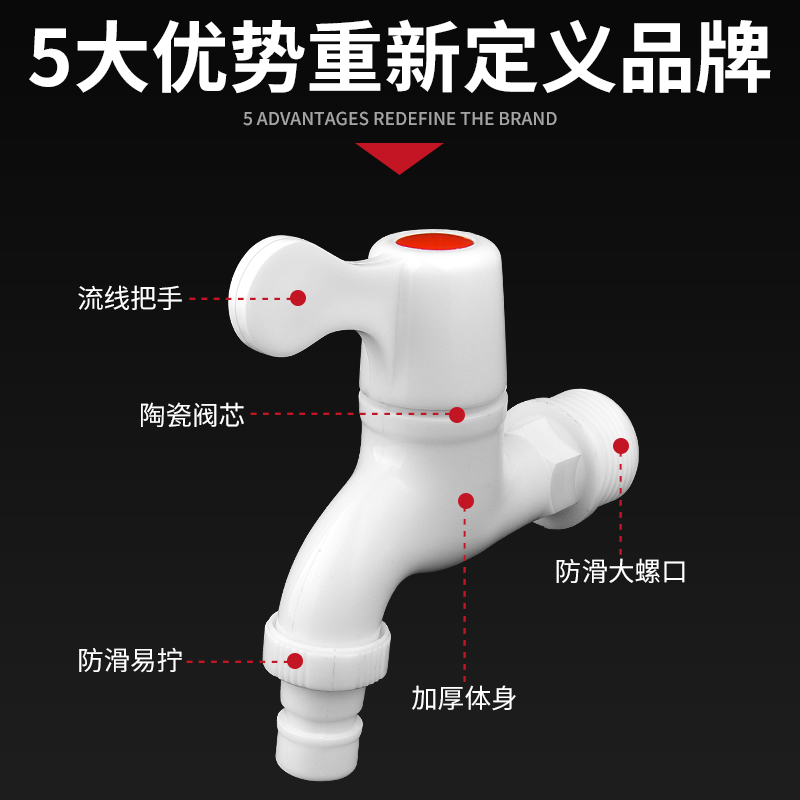 家用pvc塑料水龙头4分6分防漏防爆裂长久耐用自来水洗衣机龙头 - 图0