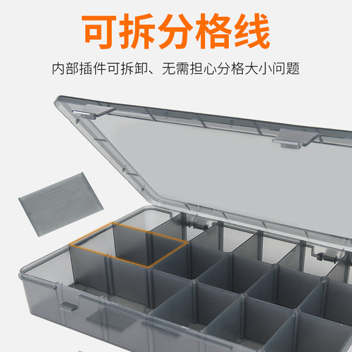 多格零件盒透明塑料分格小螺丝收纳盒工具电子元件钻头配件格子盒 - 图0