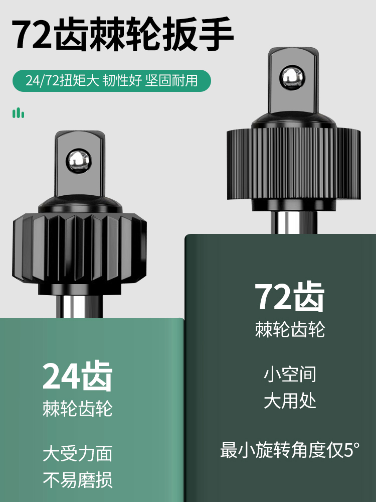 保联大飞中飞小飞棘轮伸缩扳手汽修工具双向套筒72齿轮珍珠镍 - 图2