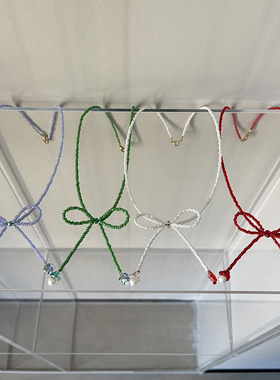 浪漫蝴蝶结米珠多色项链