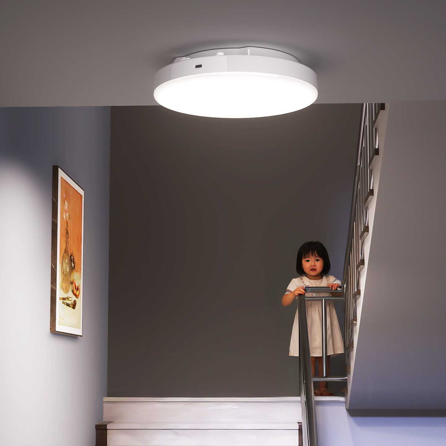 雷达感应灯人来即亮入户门玄关走廊过道阳台免布线打孔充电吸顶灯,淘宝优惠券,粉丝福利购,淘宝优惠卷