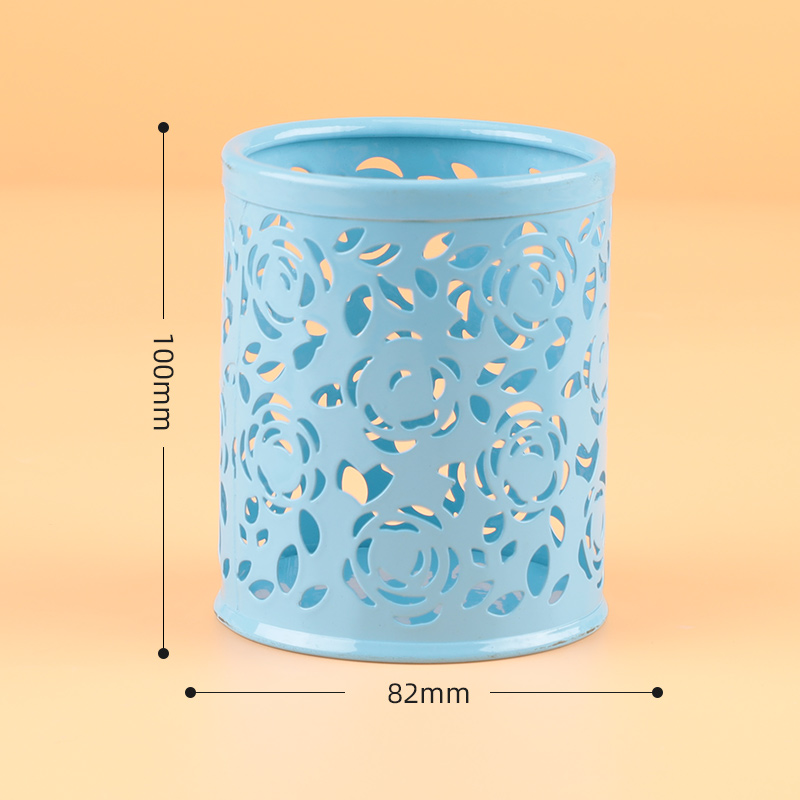2个创易网状笔筒创意个性时尚可爱少女心金属圆形多功能桌面收纳盒摆件加厚大容量彩色办公室学生书桌用文具-图3