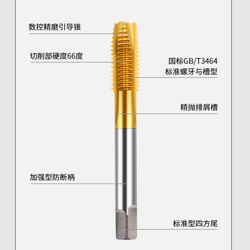 美日机用丝锥螺旋不锈钢含钴镀钛先端丝攻攻牙直槽m3m4m5m6m8m10 - 图1