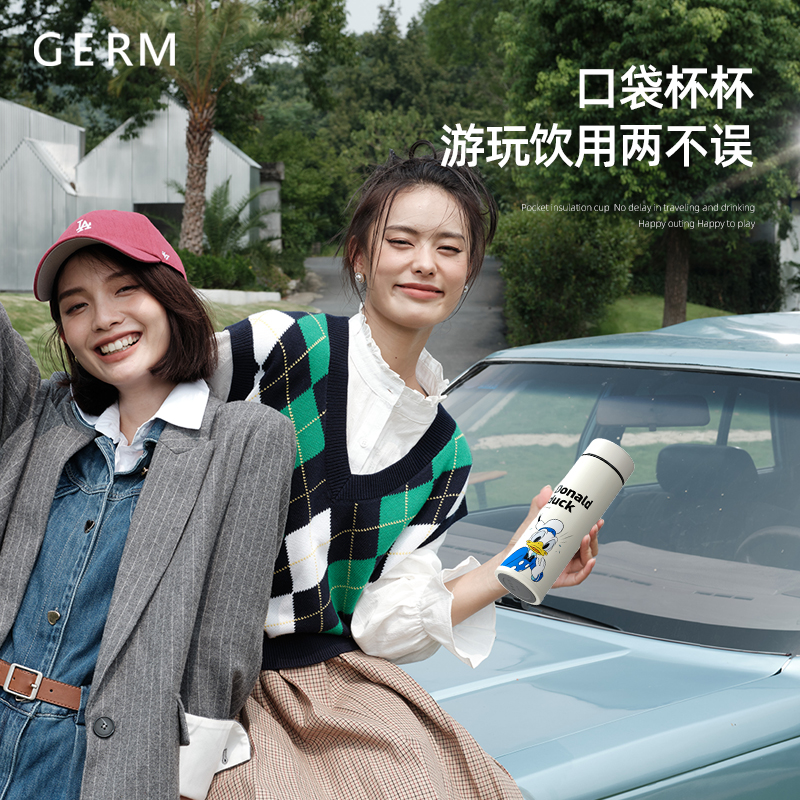 GERM迪士尼儿童保温杯学生上学专用男高颜值水杯女生小巧杯子便携