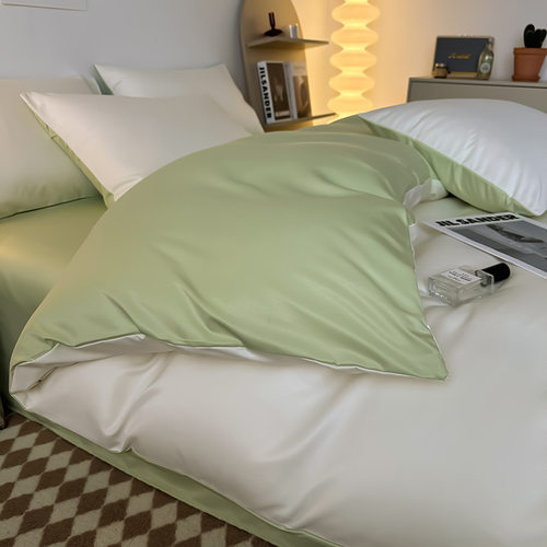 冰丝四件套学生宿舍床单夏季床笠轻奢简约被套高档床品2m被罩代发 - 图0